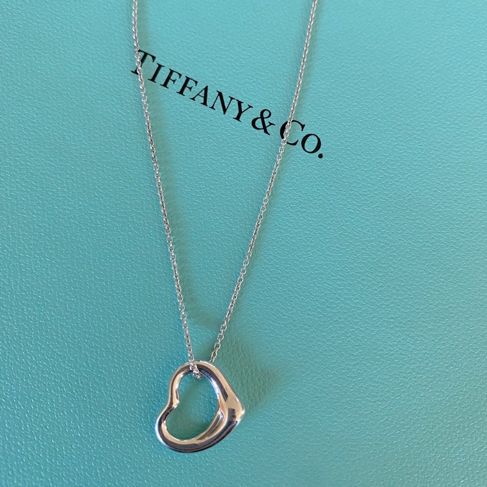 Tiffany & Co Elsa Peretti Open Heart Pendant with 16” sterling silver chain